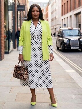 ELOQUII Lime Green Collarless Blazer One-Button Plus Size 18